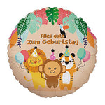 18"/Ø46cm Folienballon "Alles Gute zum Geburtstag tropische Tiere"