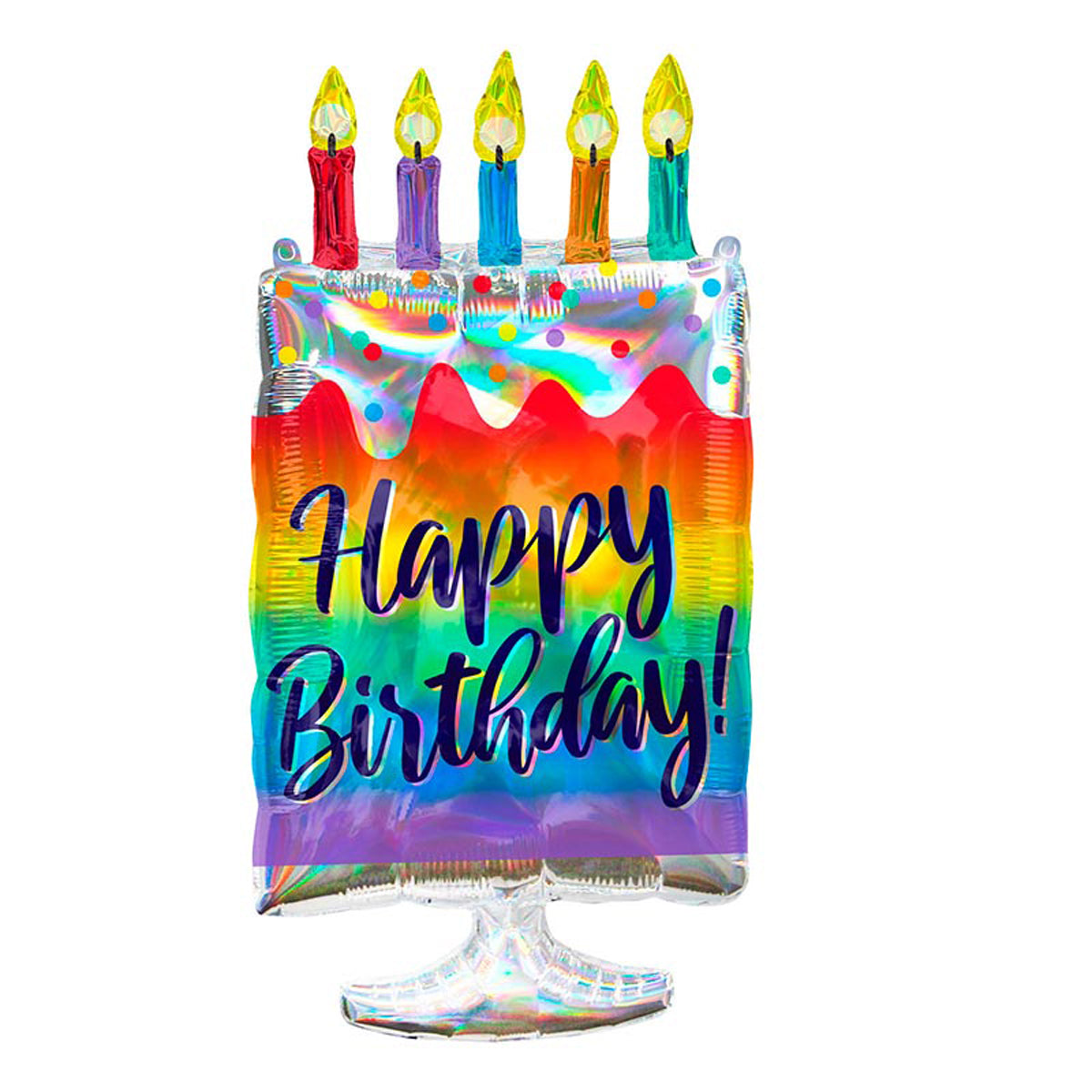 Folienballon Happy Birthday Torte | 38 x 76 cm, Irisierend