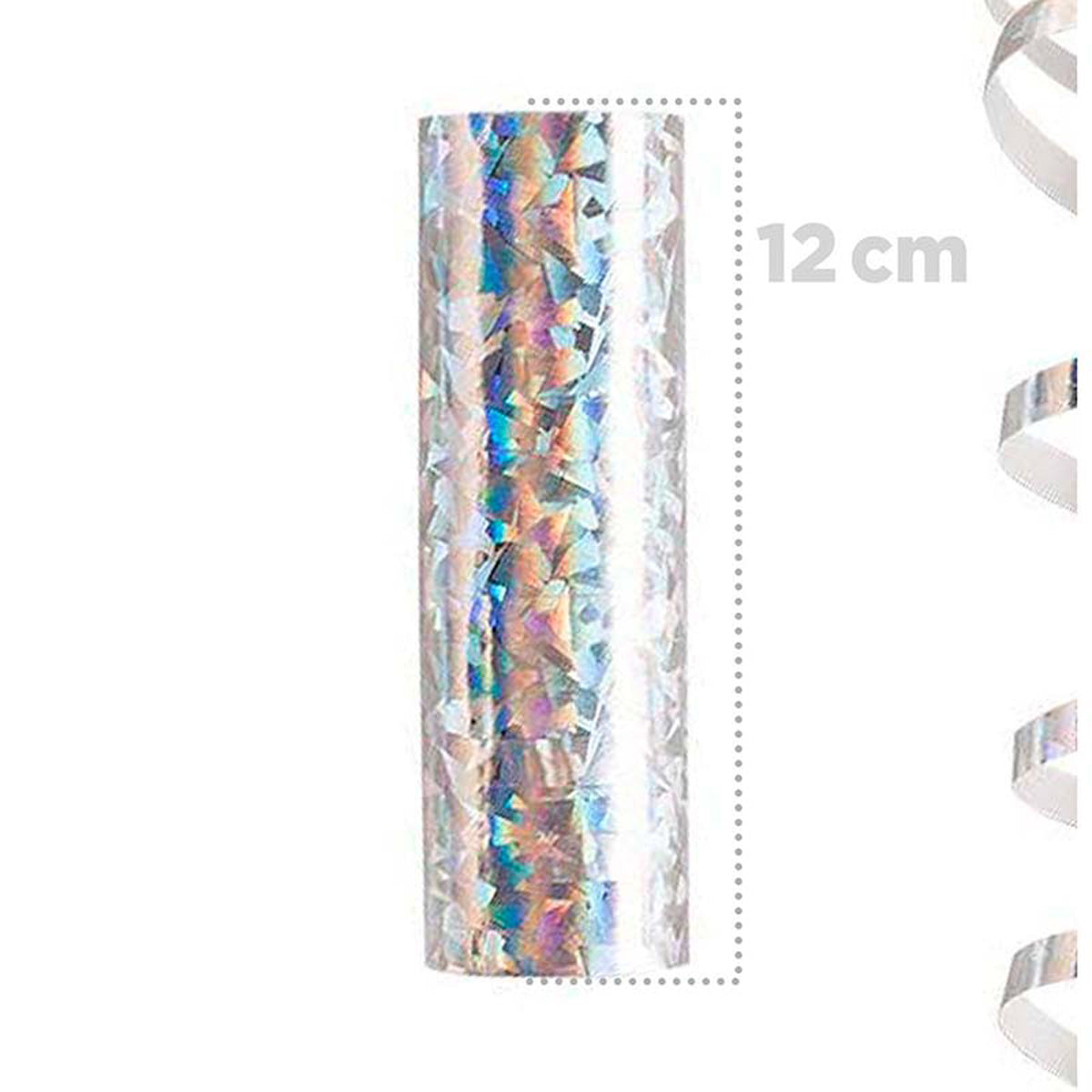 Luftschlangen "Holografisch" 4m / 5 Rollen Gold/Silber