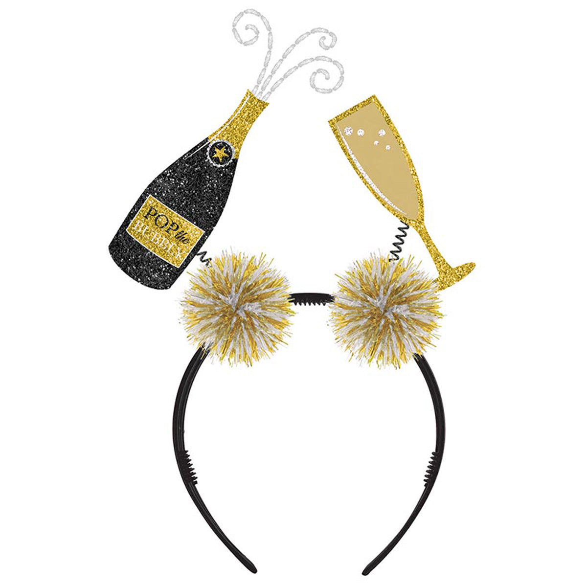 Happy New Year - Silvester Haarreif Sekt mit Glas