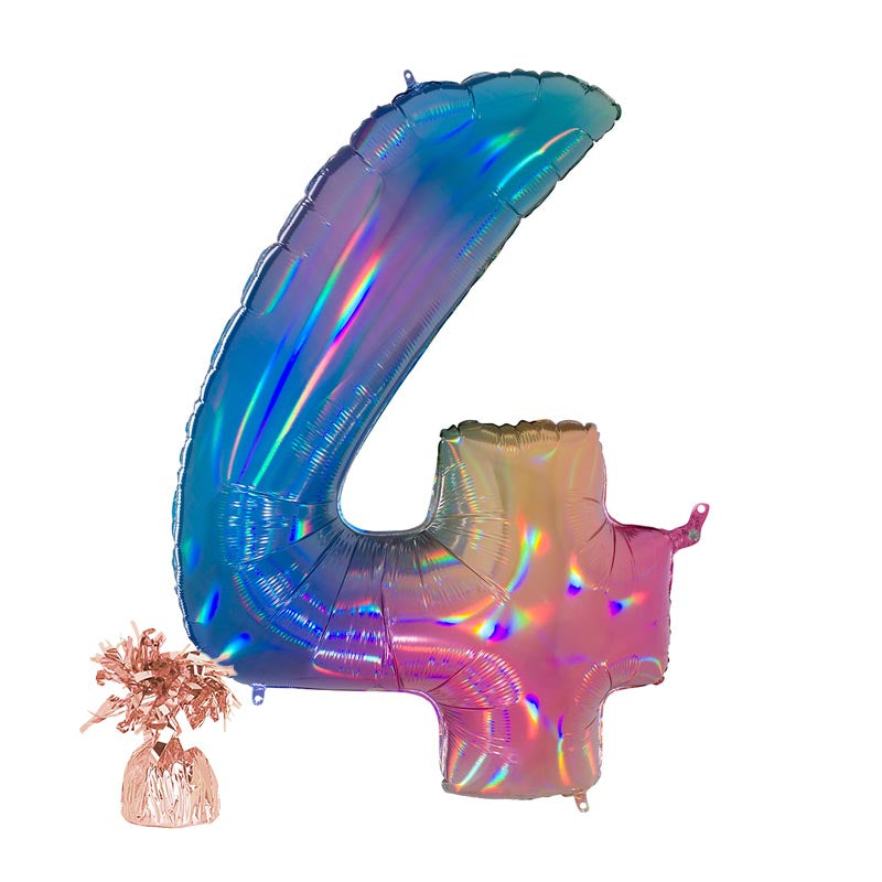 Befüllte Riesenzahl zur Filialabholung 102 cm - Regenbogen