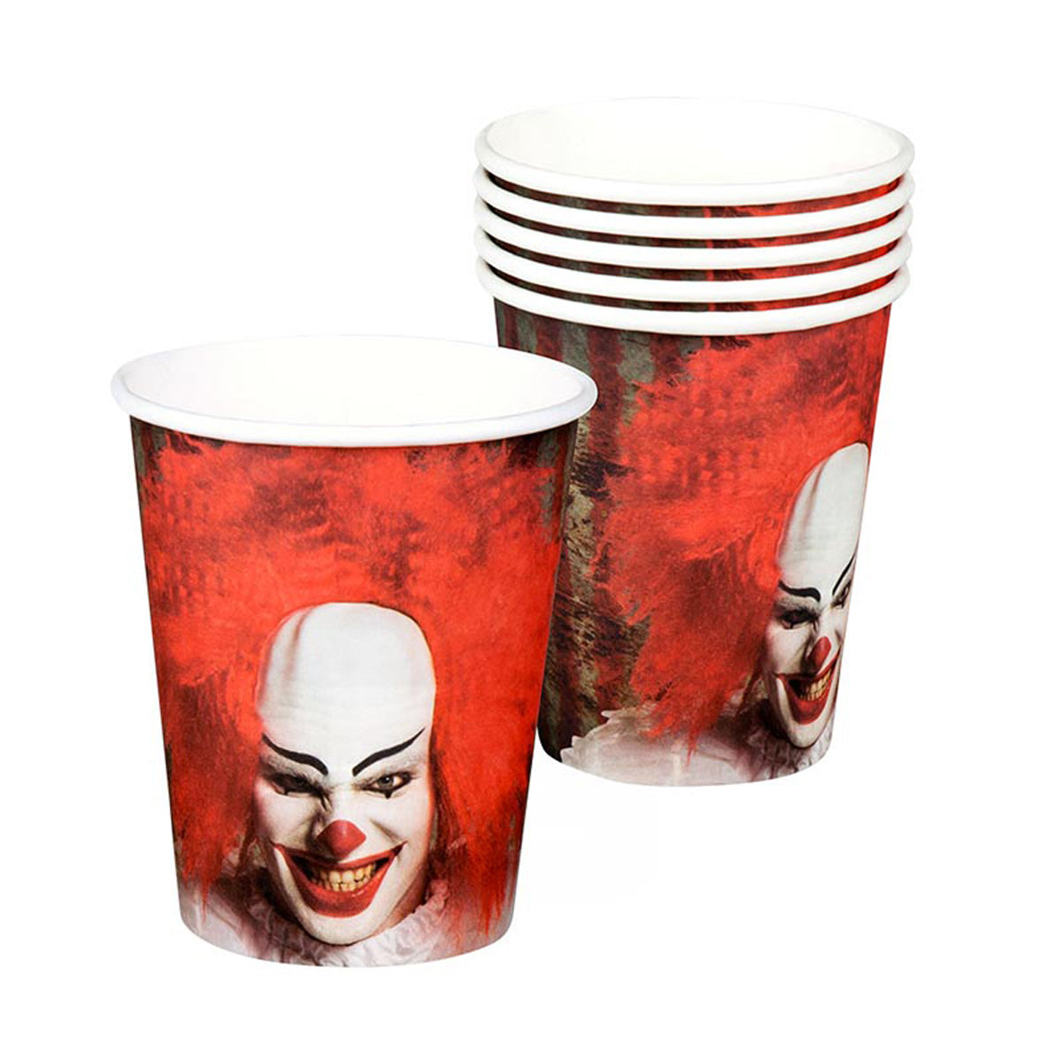 Pappbecher Horror Clown 250ml./6St.