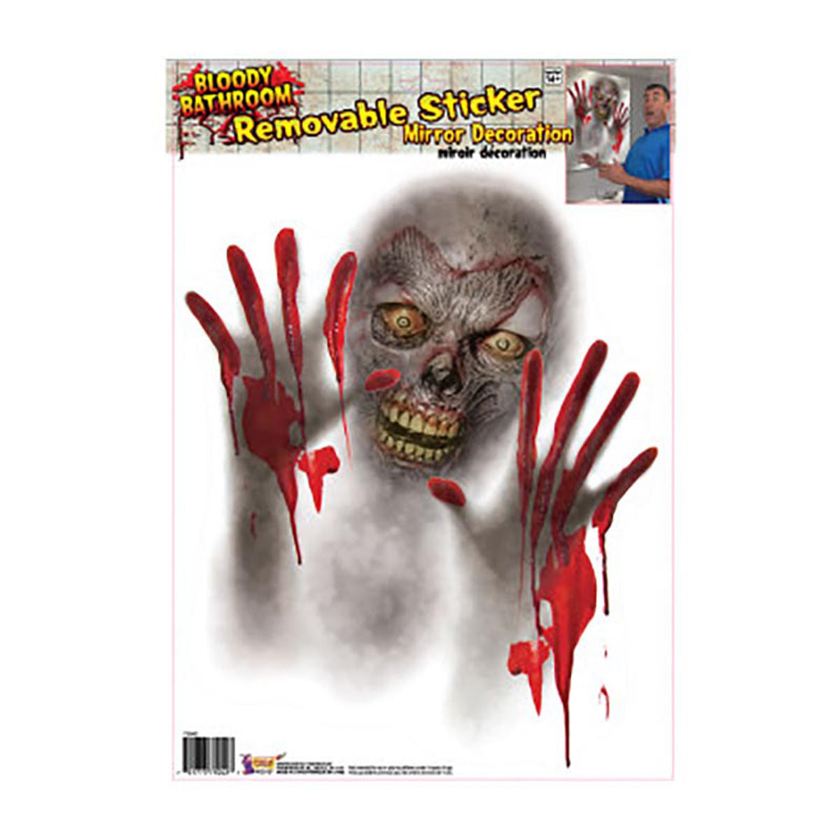 Spiegelaufkleber Blutiger Zombie ca 50x40cm