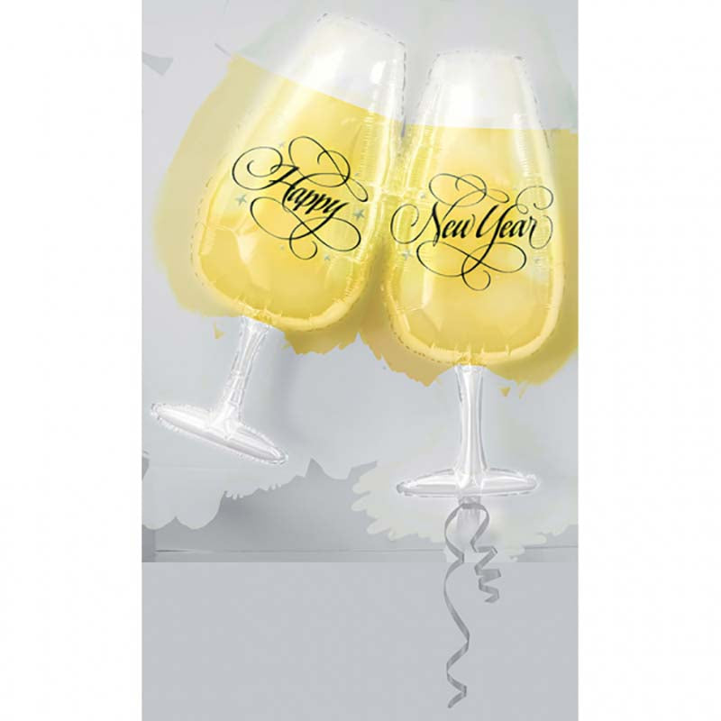 Happy New Year - Folienballon SuperShape Gläser