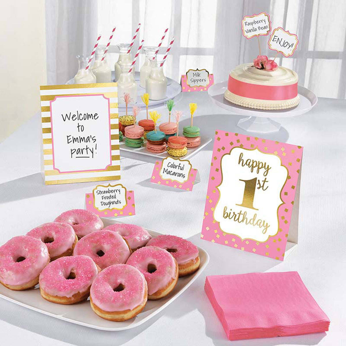 2. Geburtstag Deko-Set Happy Birthday | 12-teilig, Pink/Gold