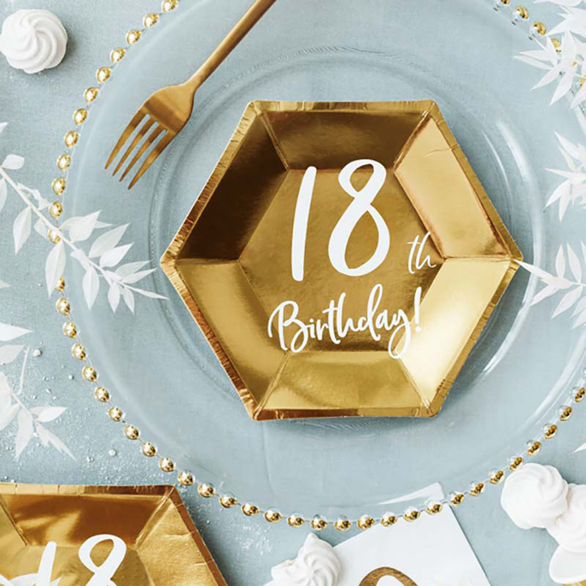Pappteller Happy Birthday #18 | Ø20cm/6Stk. Gold