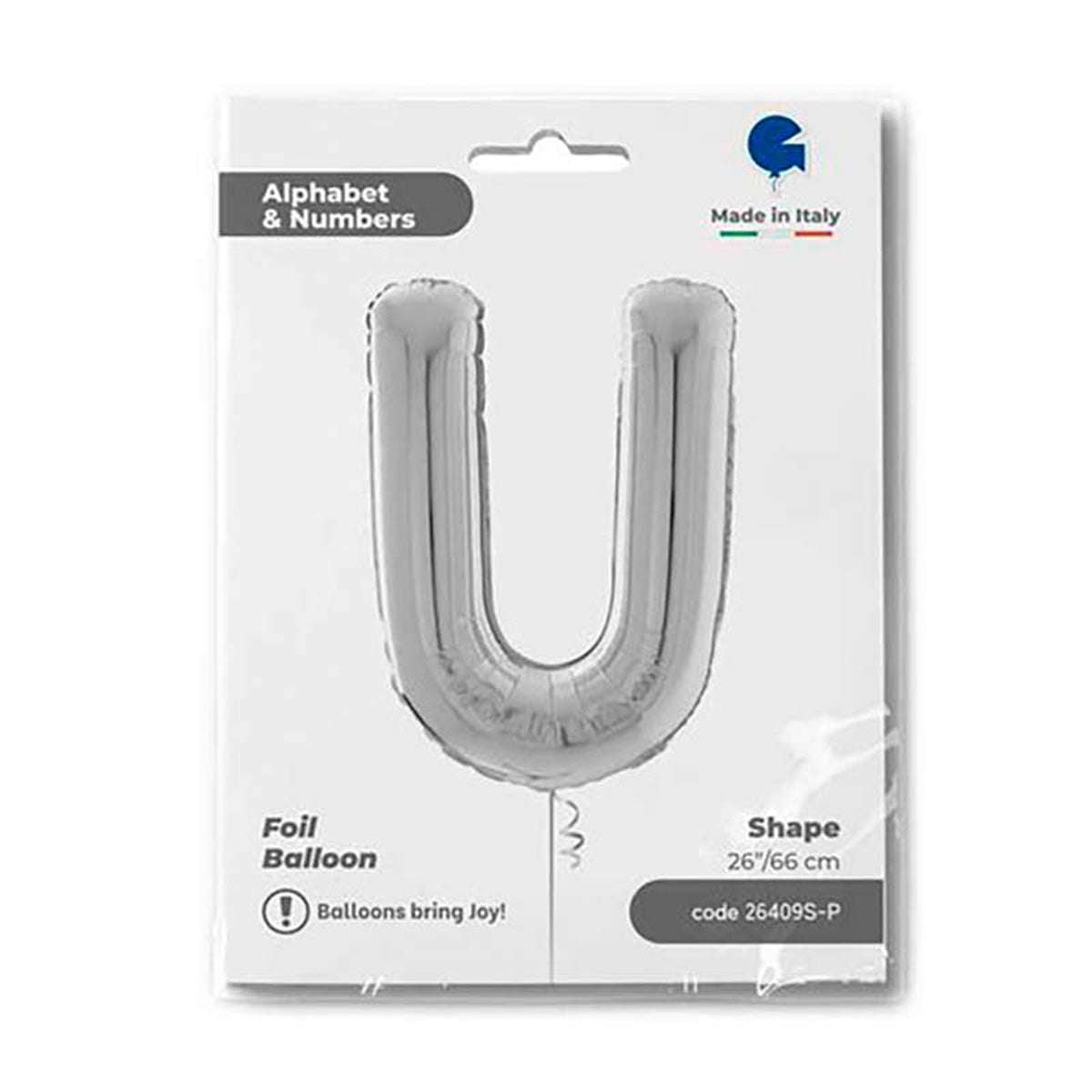 Riesenbuchstabe Folienballon 26"/66cm | Silber #U Namma Markt
