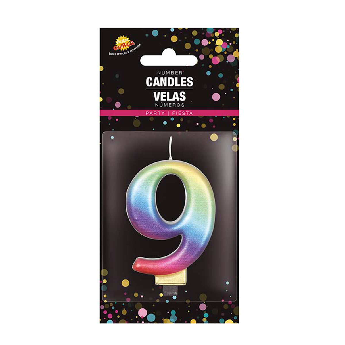 Zahlenkerze 9 Regenbogen