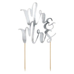 Tortendeko Hochzeit "Mr & Mrs" 25,5cm | Silber