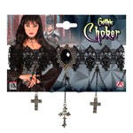 Halsband Gothic Schwarz mit Kreuzen