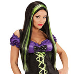 Halloween Perücke Damen "Hexe Langhaar" | Schwarz Grün