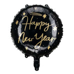 18"/Ø45cm Folienballon "Happy New Year" | Schwarz