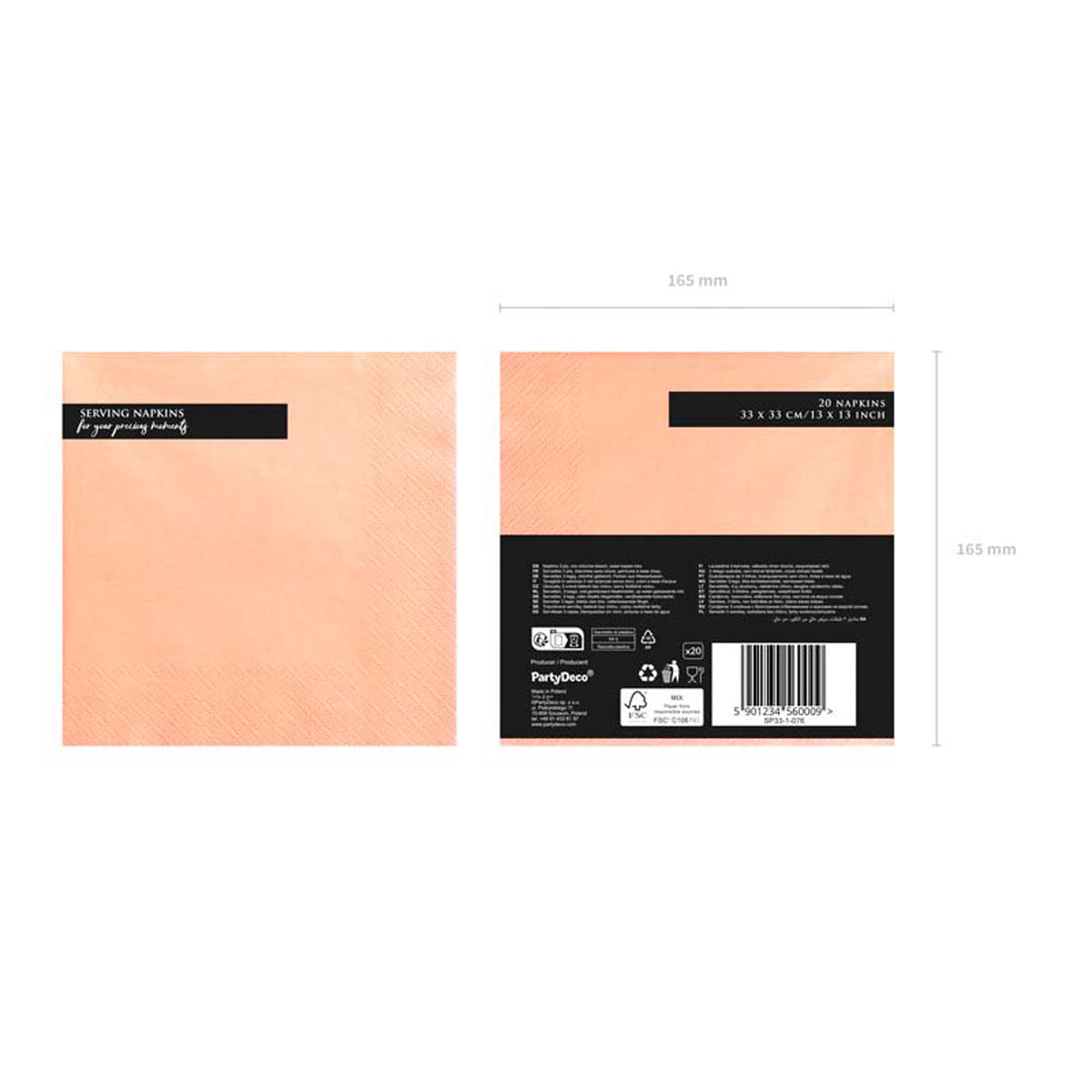Servietten Uni 20Stk./33x33cm | Lachsrosa