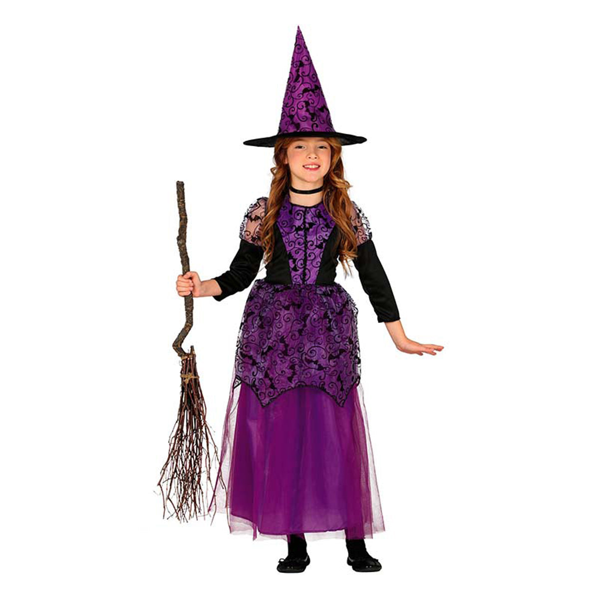 Kostüm Kid Hexe Spitze Kleid m. Hut 3-4J.