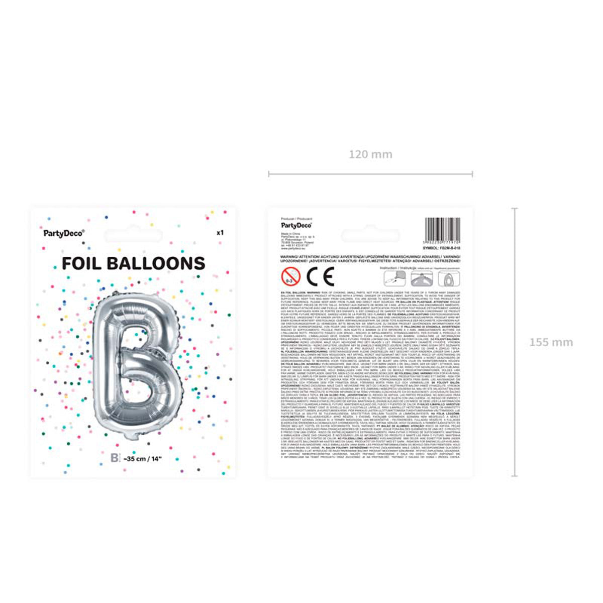 Buchstabe Folienballon Silber 35cm | # B