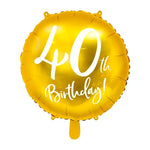 18"/Ø45cm Folienballon "40th Birthday" | Gold