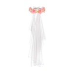Haarreif Blumenkranz 17cm mit Schleier rosa/creme