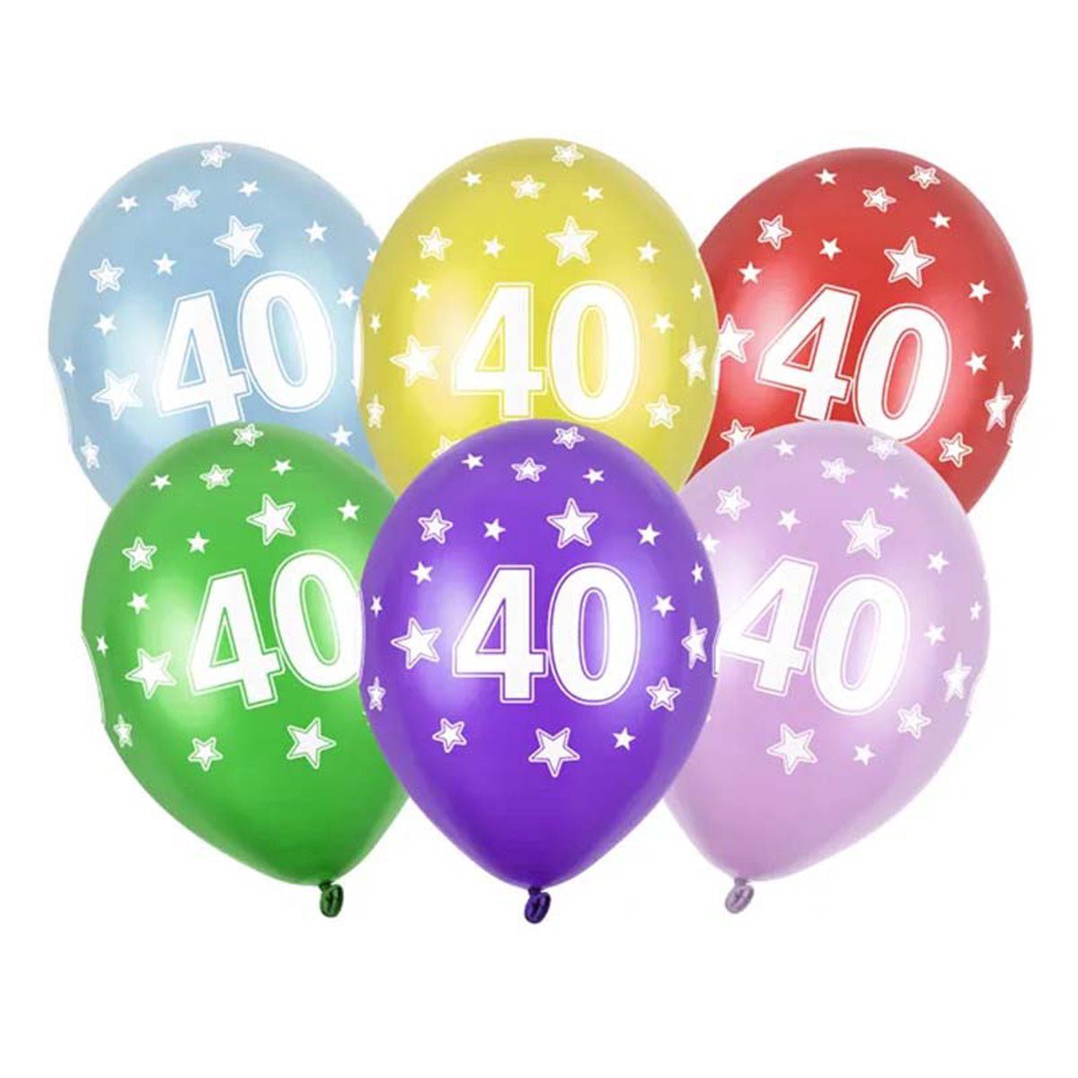 6 Stk. Latexballon Ø30cm "Happy Birthday" | Zahl #40