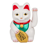 Winkekatze Glückskatze Maneki Neko mit Wackelarm | 20 cm Weiß