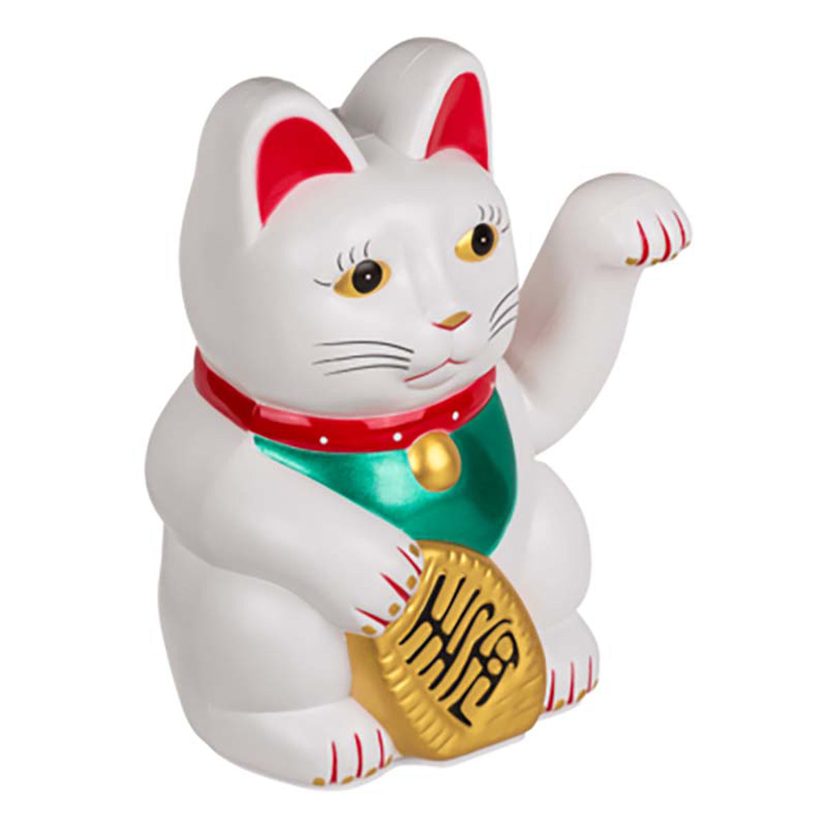 Winkekatze Glückskatze Maneki Neko mit Wackelarm | 20 cm Weiß