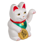 Winkekatze Glückskatze Maneki Neko mit Wackelarm | 20 cm Weiß
