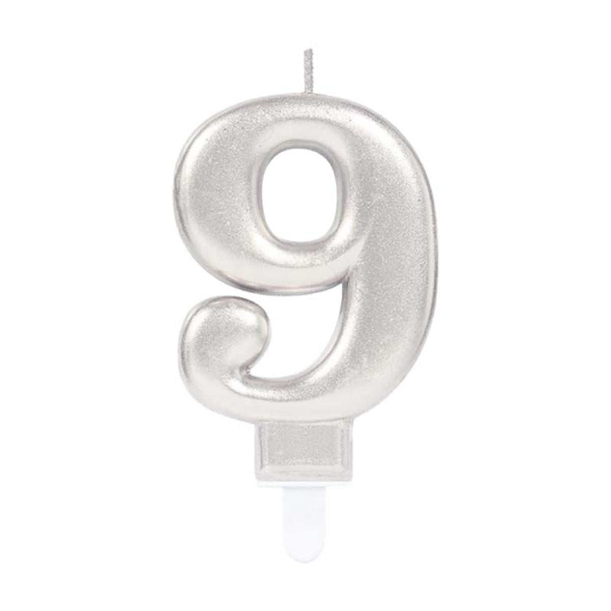 Zahlenkerze Silber #9