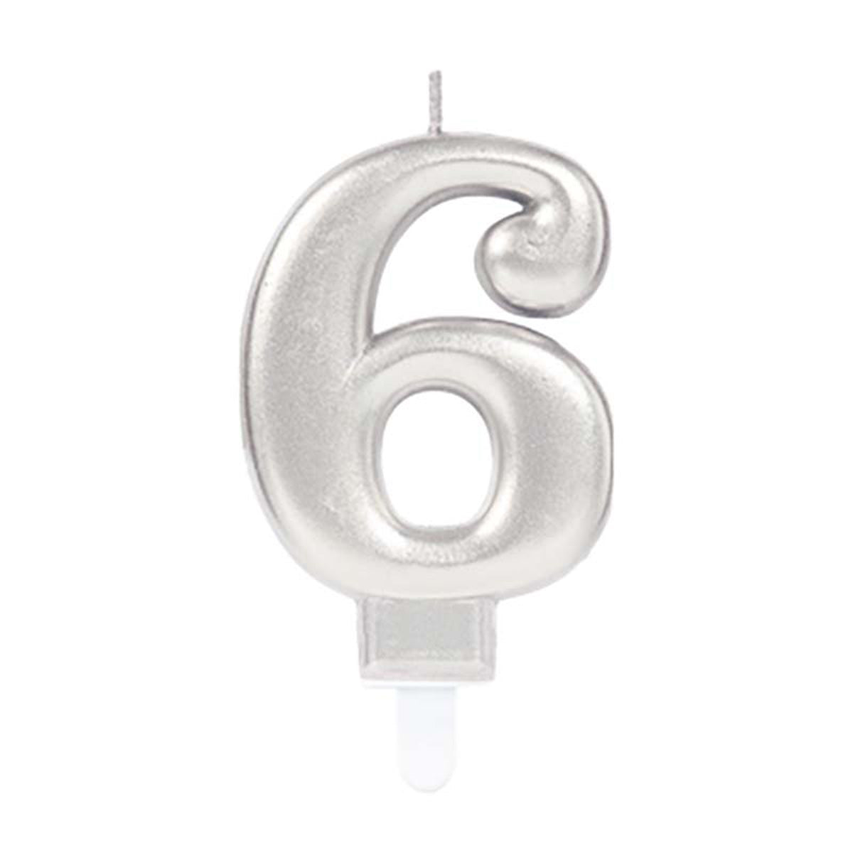 Zahlenkerze Silber #6