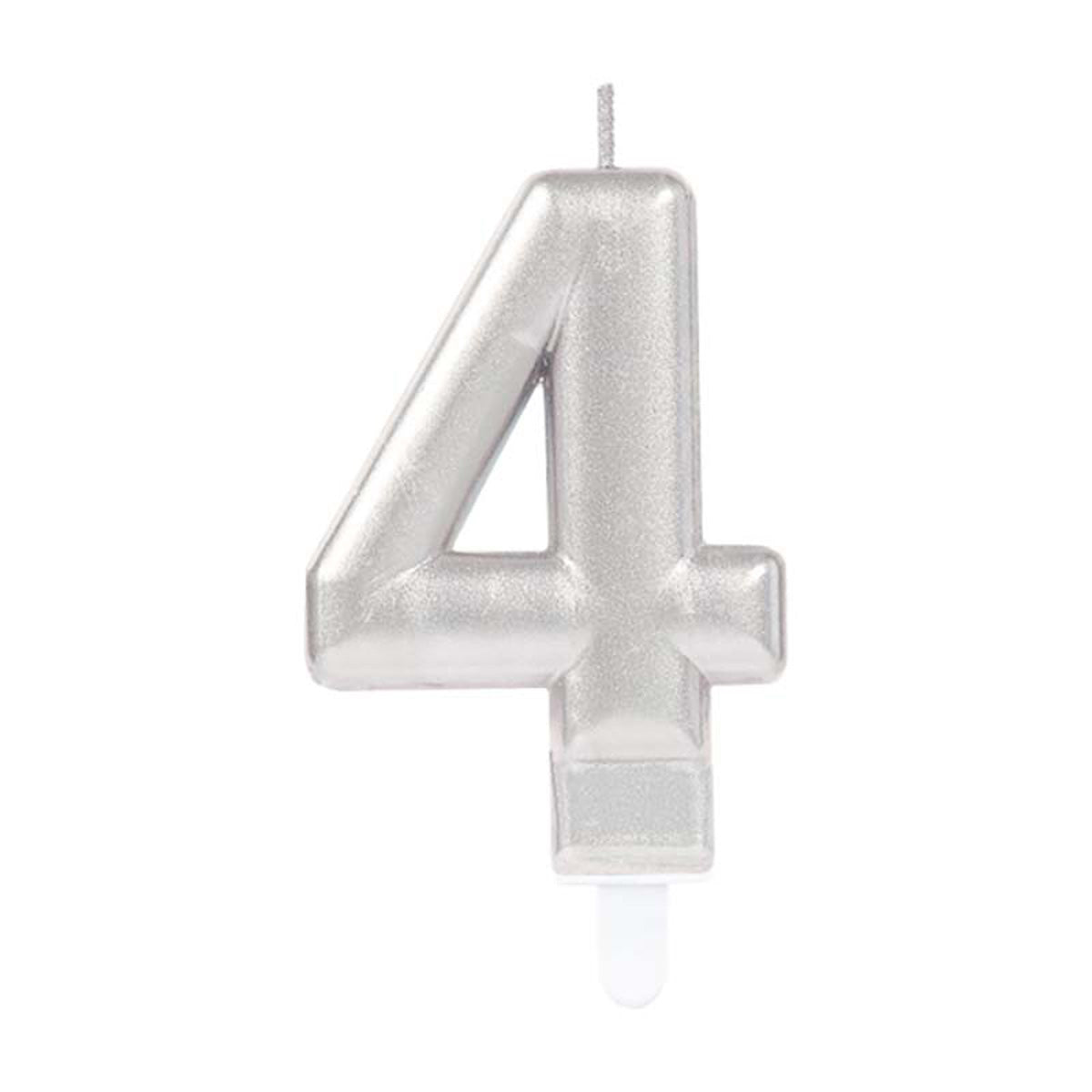Zahlenkerze Silber #4