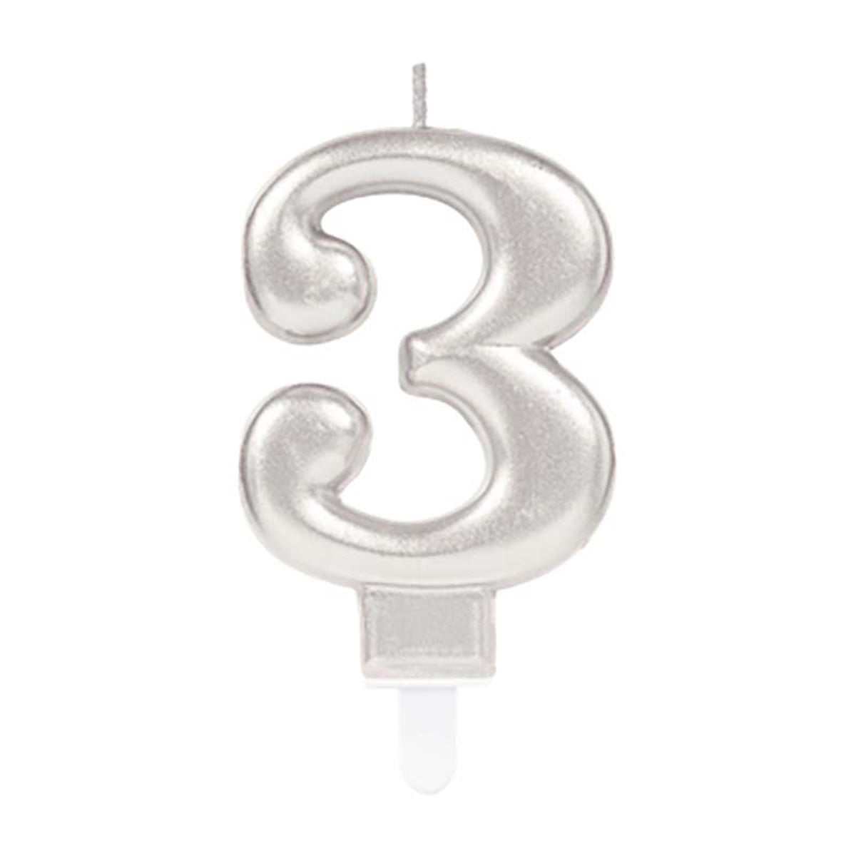 Zahlenkerze Silber #3