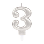 Zahlenkerze Silber #3