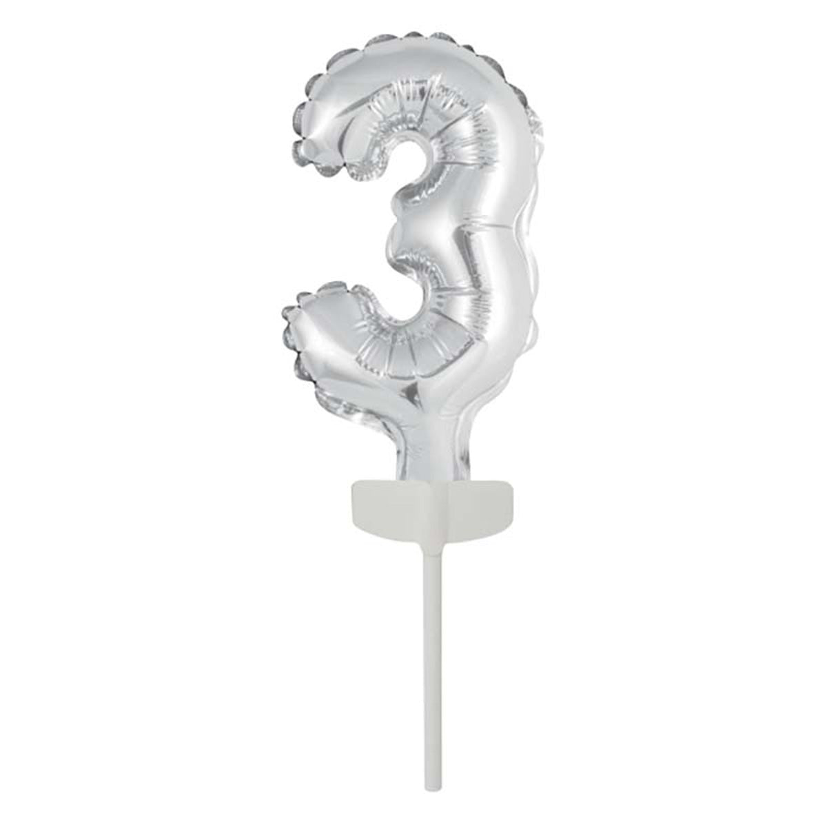 Tortendeko Ballonzahl | 11 cm, Silber #3