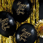 6 Stk. Luftballon Ø30cm "Happy New Year" | Schwarz