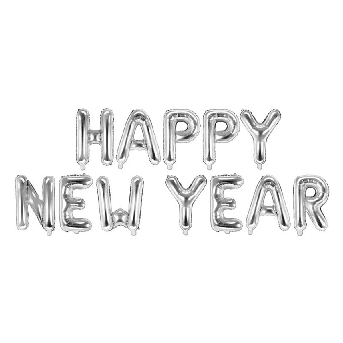 Ballongirlande "Happy New Year" 370x35cm | Silber