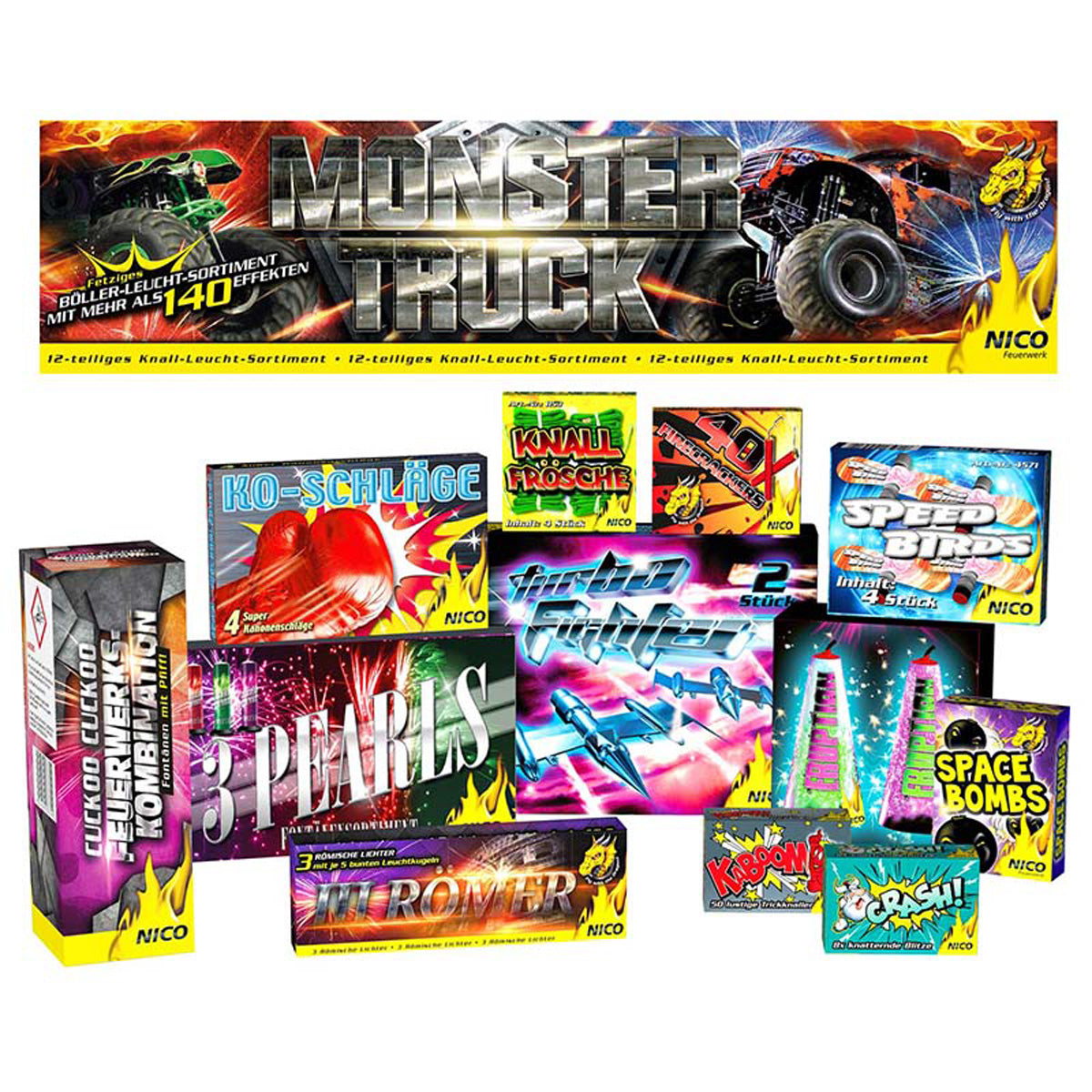 Knallset Monstertruck 12-tlg  NEM 178