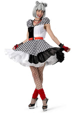 Clown Kostüm "Karierte Suzanna" für Damen | Schwarz Weiß - Kleid und Gürtel