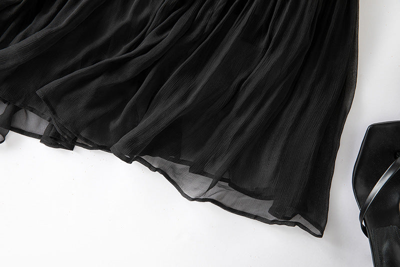 Damen Seidenkleid mit Puffärmeln | Luftsüßes Boho Maxikleid