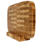 Großes Stirnholzbrett Eiche Oval 50x35x4cm – Massiver Hackblock mit Saftrille