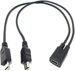 USB 2.0 Y Kabel 25 cm Mini B Buchse zu Mini B und Micro B Stecker Adapter | System-S