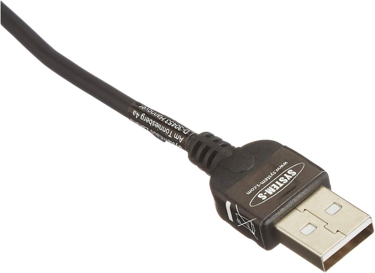 Dehnbares Mini USB Kabel Datenkabel Ladekabel Spiralkabel Winkelstecker 50 - 135 cm | System-S
