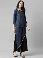 Women's Solid Rayon Top & Pants Co Ord Set in Munich