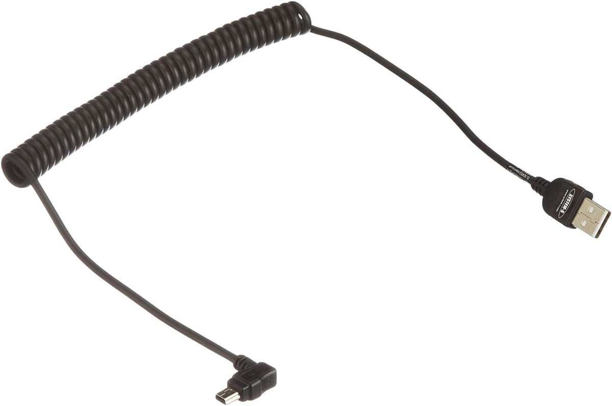 Dehnbares Mini USB Kabel Datenkabel Ladekabel Spiralkabel Winkelstecker 50 - 135 cm | System-S
