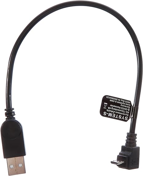 Micro USB Kabel 90° Grad abwärts gewinkelt Winkel Adapter Datenkabel Ladekabel 27 cm | System-S