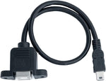 USB 2.0 Kabel 30 cm Typ B Buchse zu Mini Stecker mit Schraube in Schwarz | System-S