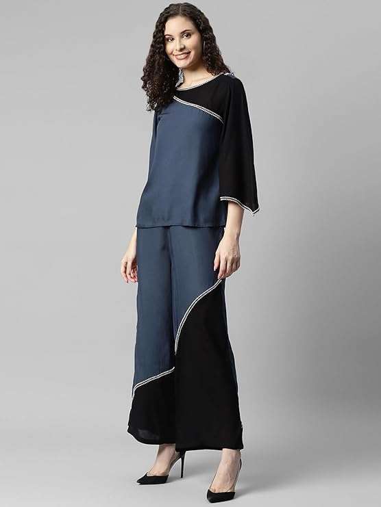 Women's Solid Rayon Top & Pants Co Ord Set in Munich