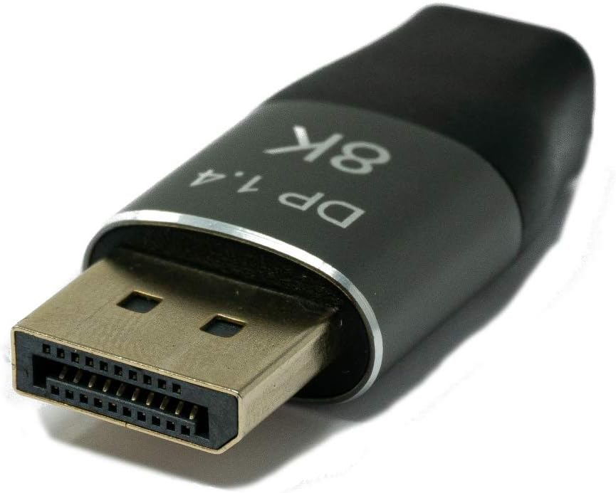 Mini Display Port Adapter 1.4 Stecker zu Display Port  Stecker in Schwarz | System-S