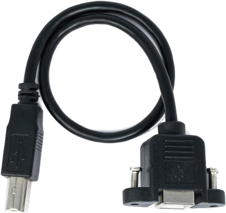 USB 2.0 Kabel 30 cm Typ B Stecker zu Buchse mit Schraube in Schwarz | System-S