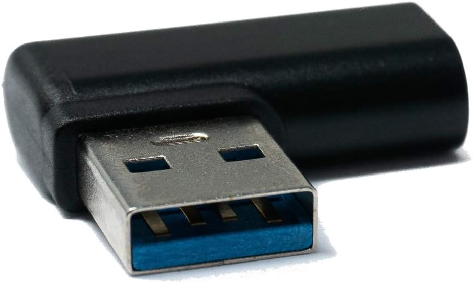 USB 3.1 Adapter Typ C Buchse zu 3.0 Typ A Stecker Winkel Kabel in Schwarz | System-S