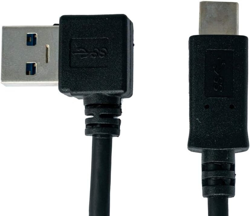 USB 3.1 Kabel 1 m Typ C Stecker zu 3.0 Typ A Stecker Winkel (links) in Schwarz | System-S