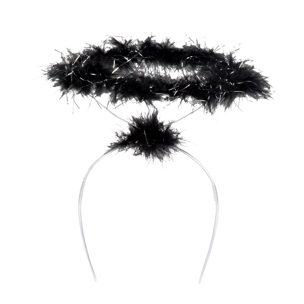 Engel Haarreif mit Glitzer Heiligenschein | Schwarz Silber