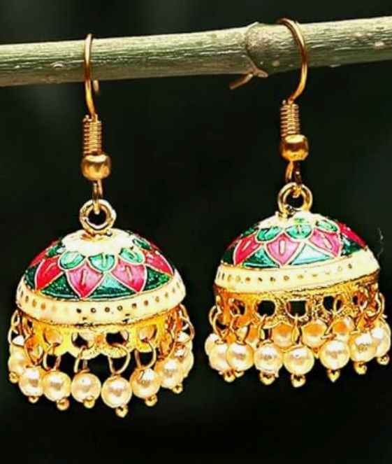 Traditional Multicolor Jhumka with Dome Shape Jhumki Combo